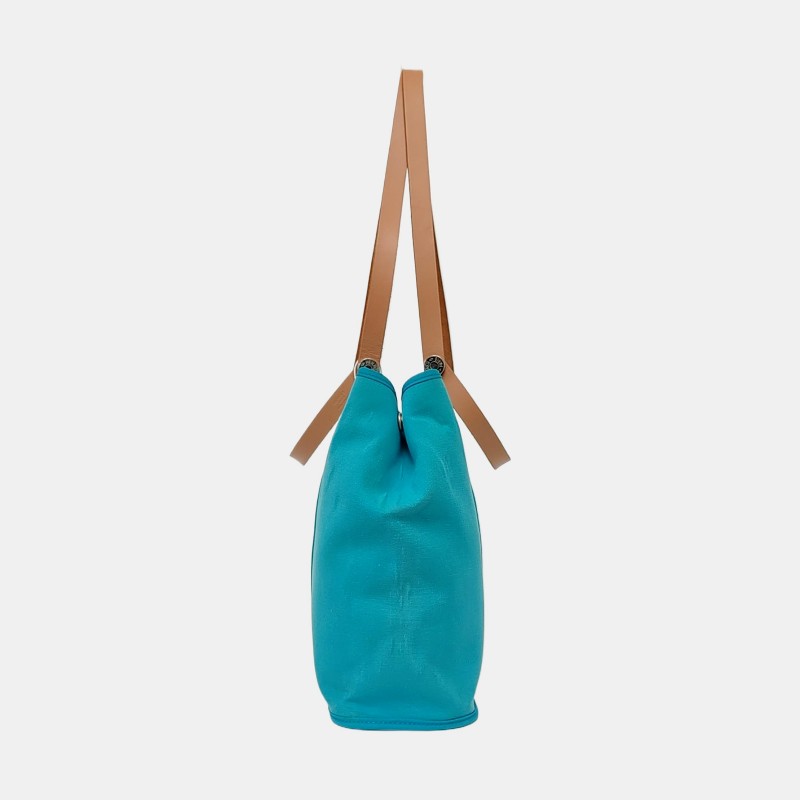 HERMÈS Cabag 32 馬卡龍藍色帆布 肩背包手提包-3