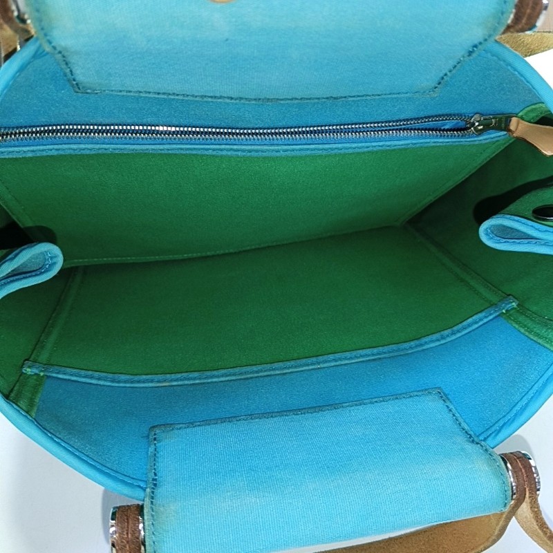 HERMÈS Cabag 32 馬卡龍藍色帆布 肩背包手提包-6
