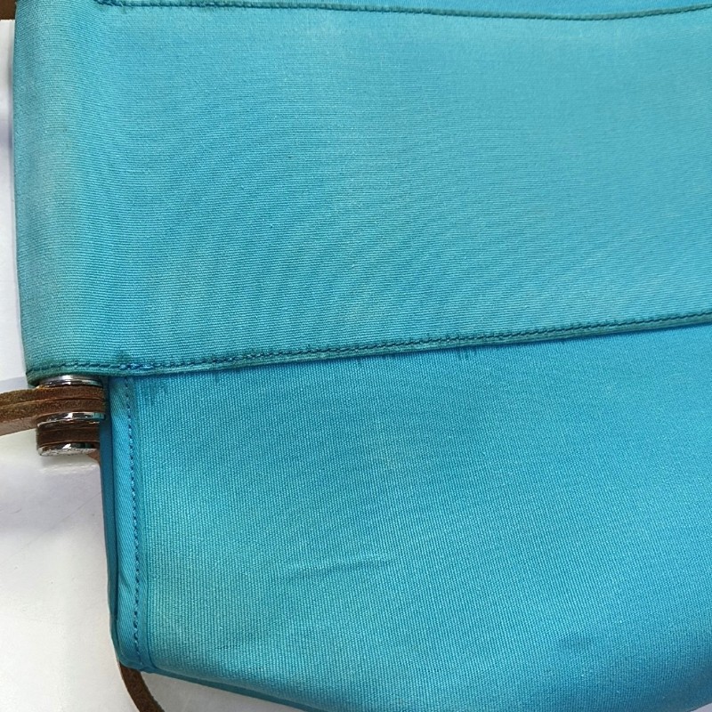 HERMÈS Cabag 32 馬卡龍藍色帆布 肩背包手提包-11