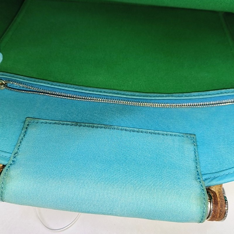 HERMÈS Cabag 32 馬卡龍藍色帆布 肩背包手提包-15