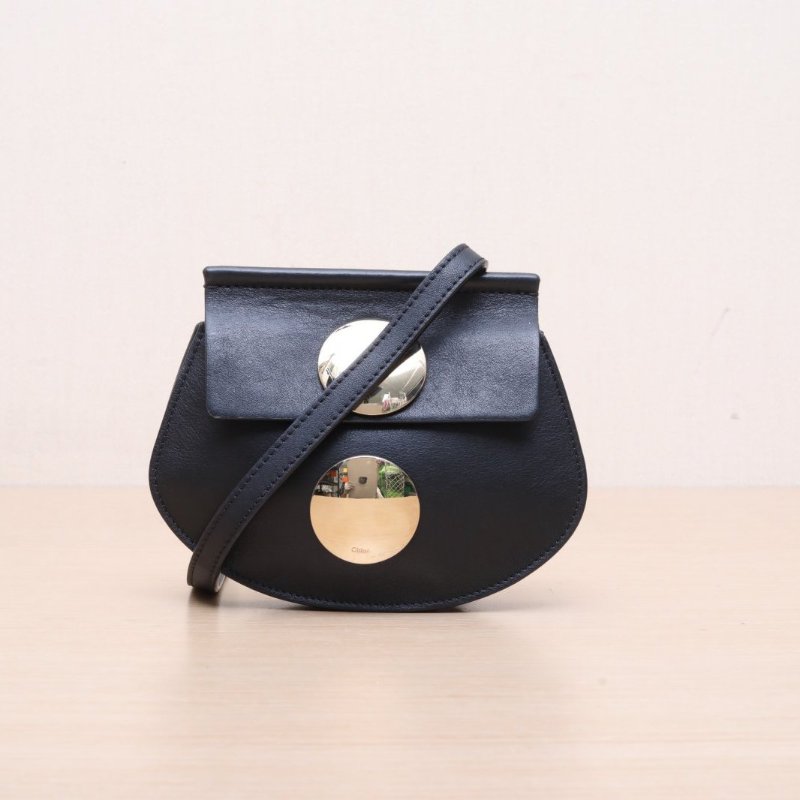 CHLOE 黑色牛皮斜跨零錢包肩背包-1