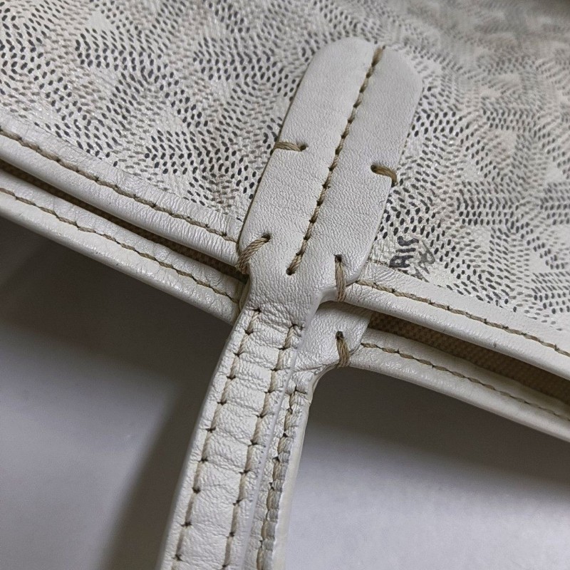 GOYARD Saint Louis 小號 白色塗層 帆布印花手提包 銀色五金 子袋-9