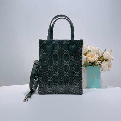 TW4498 Gucci 古馳 Ophidia 迷你小托特 黑色牛仔包 Mini Ophidia GG Shoulder Bag Denim Black