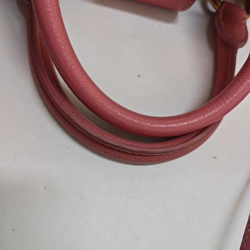 Miu Miu 托特包 粉色牛皮單肩包手提包斜挎包 金色五金 可拆卸肩帶-9