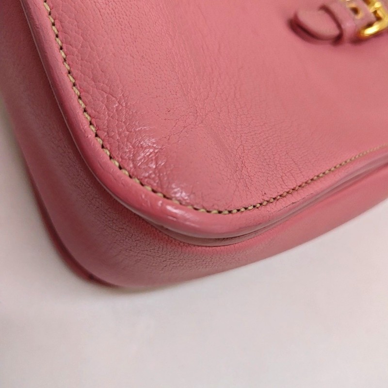 Miu Miu 托特包 粉色牛皮單肩包手提包斜挎包 金色五金 可拆卸肩帶-13