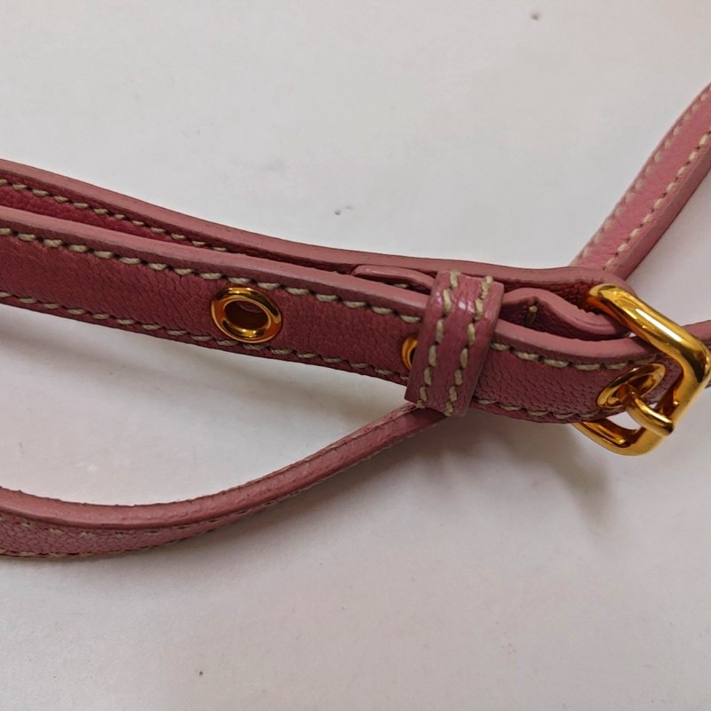 Miu Miu 托特包 粉色牛皮單肩包手提包斜挎包 金色五金 可拆卸肩帶-17