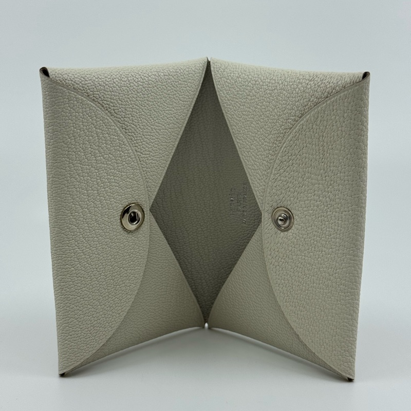 HERMÈS 米白色 Calvi Card Holder-2