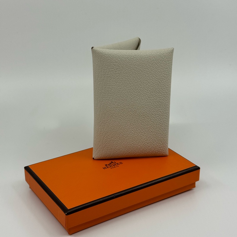HERMÈS 米白色 Calvi Card Holder-5
