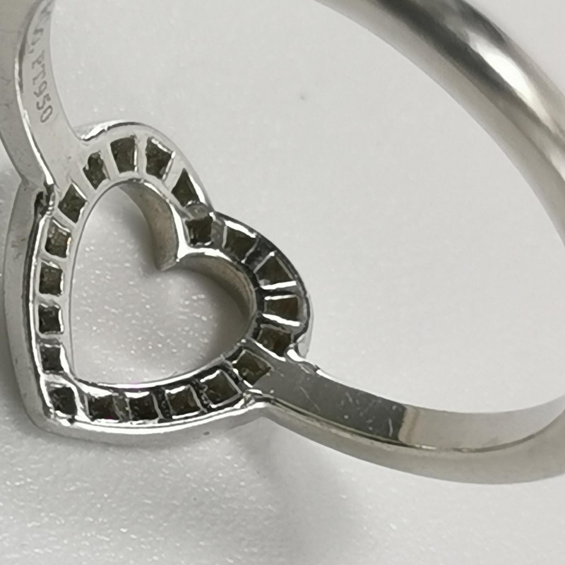 Tifany &Co.鉑金鑽石愛心戒指-3