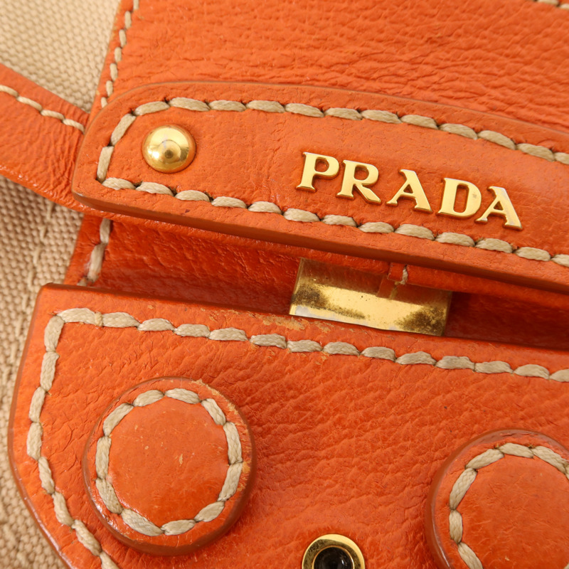 PRADA 帆布/皮革2 Way Shoulder金扣手挽肩背兩用袋-18