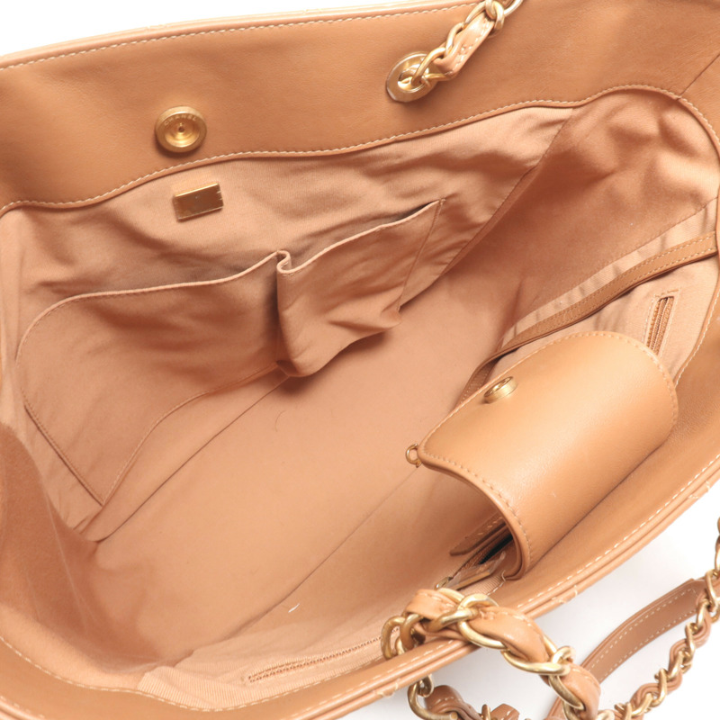 CHANEL 羊皮皮革Tote Bag金扣手挽肩背兩用袋-4