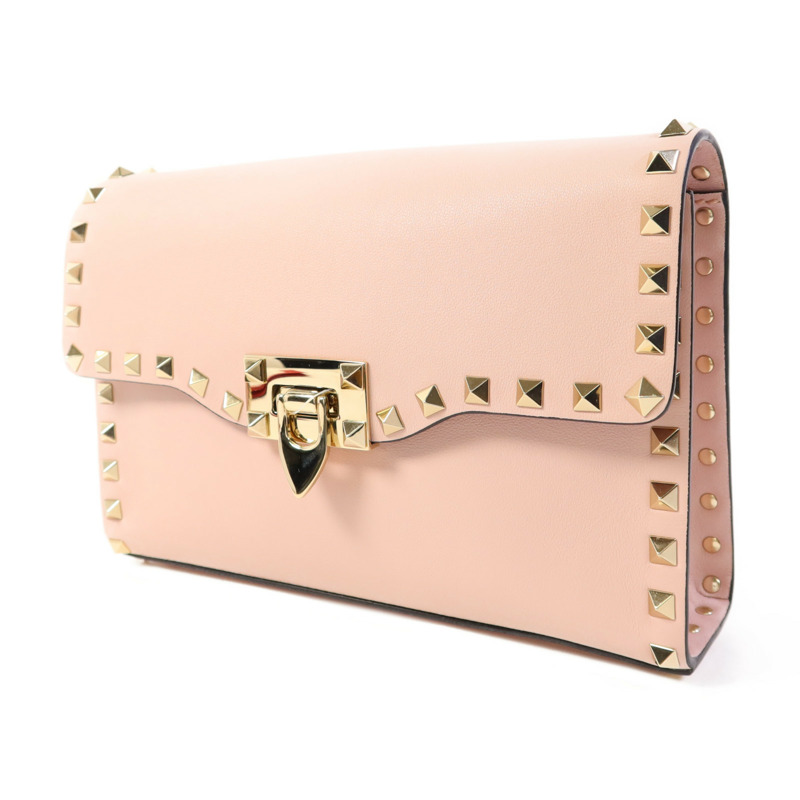 Valentino 牛皮皮革Garavani Rockstud Flap金扣肩背袋-2