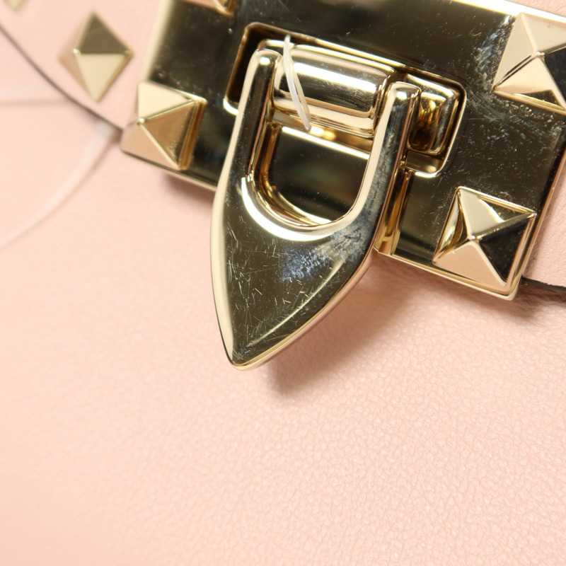 Valentino 牛皮皮革Garavani Rockstud Flap金扣肩背袋-9