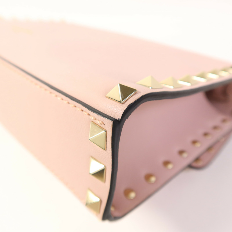 Valentino 牛皮皮革Garavani Rockstud Flap金扣肩背袋-13