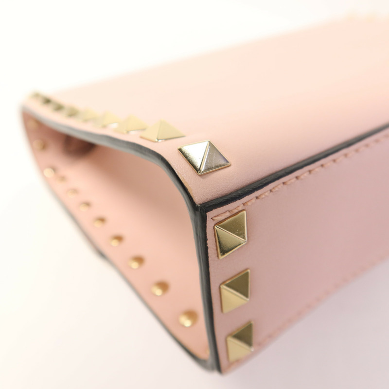 Valentino 牛皮皮革Garavani Rockstud Flap金扣肩背袋-14