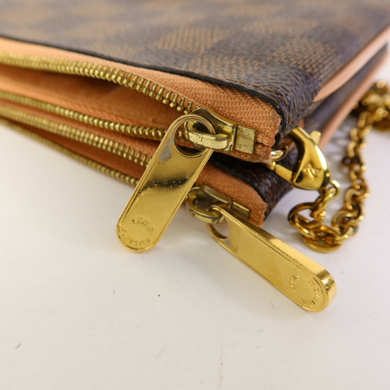 LOUIS VUITTON Damier Double Zip Pochette金扣鏈帶肩背袋-8