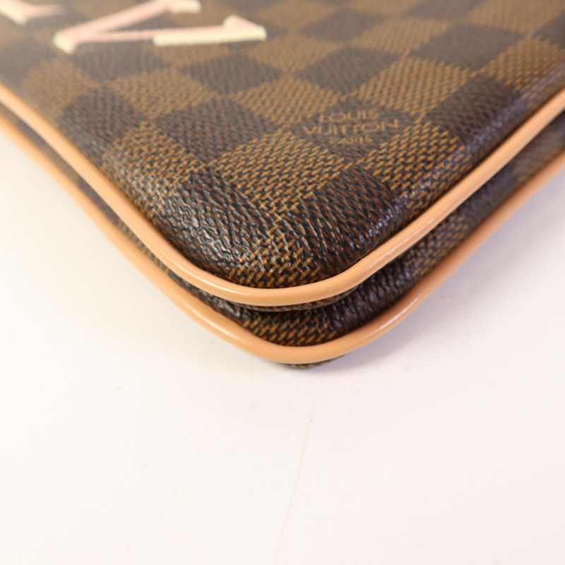 LOUIS VUITTON Damier Double Zip Pochette金扣鏈帶肩背袋-10