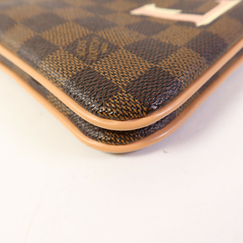 LOUIS VUITTON Damier Double Zip Pochette金扣鏈帶肩背袋-11