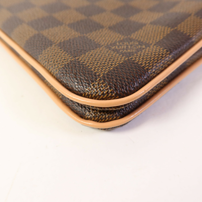 LOUIS VUITTON Damier Double Zip Pochette金扣鏈帶肩背袋-12