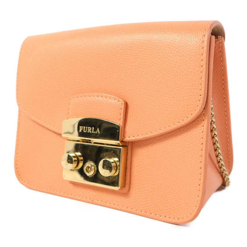 Furla 牛皮皮革Chain Shoulder Bag金扣鏈帶肩背袋-2
