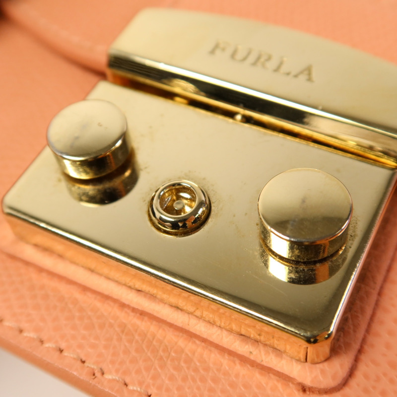 Furla 牛皮皮革Chain Shoulder Bag金扣鏈帶肩背袋-8