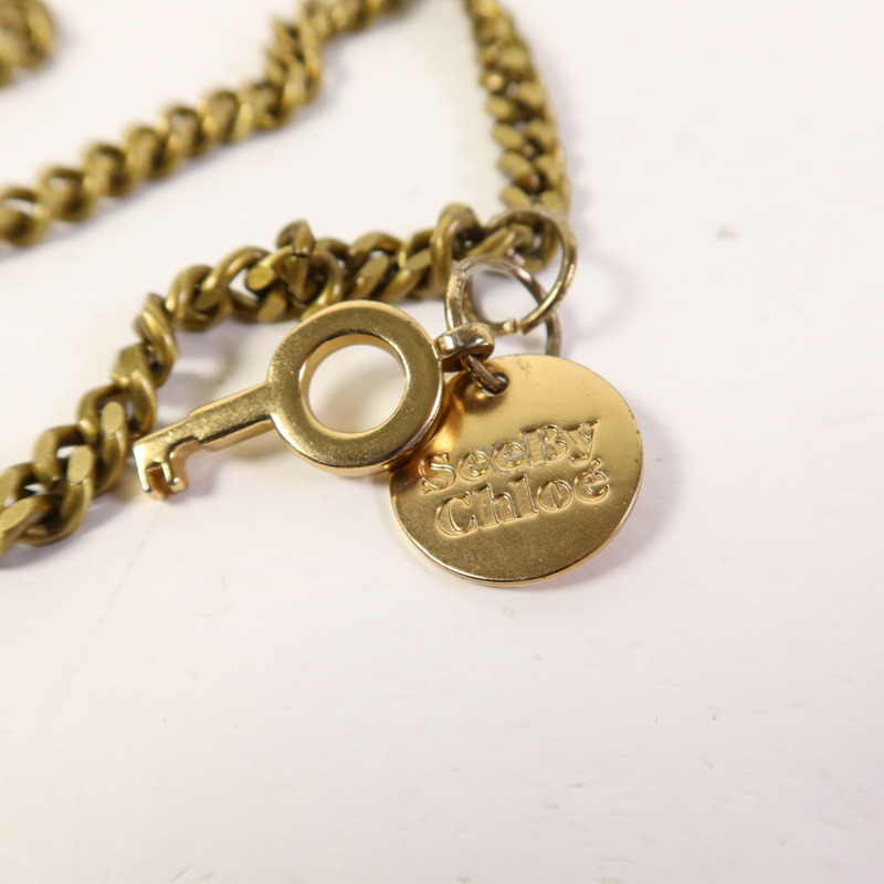 SEE BY CHLOE 牛皮皮革Chain Shoulder Bag金扣鏈帶肩背袋-12