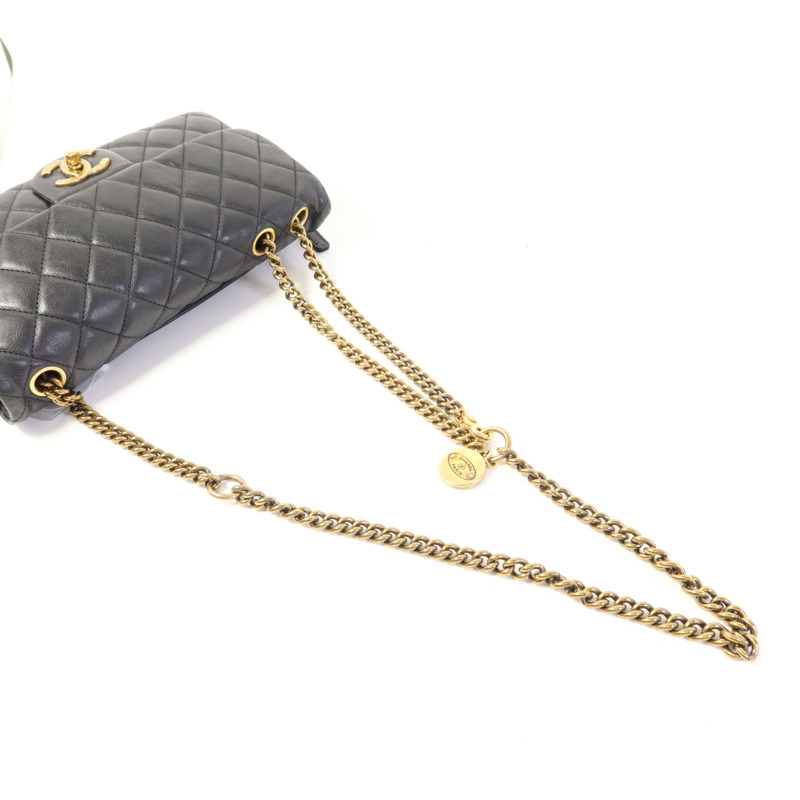 CHANEL 牛皮皮革Chain Shoulder Bag金扣鏈帶肩背袋-4