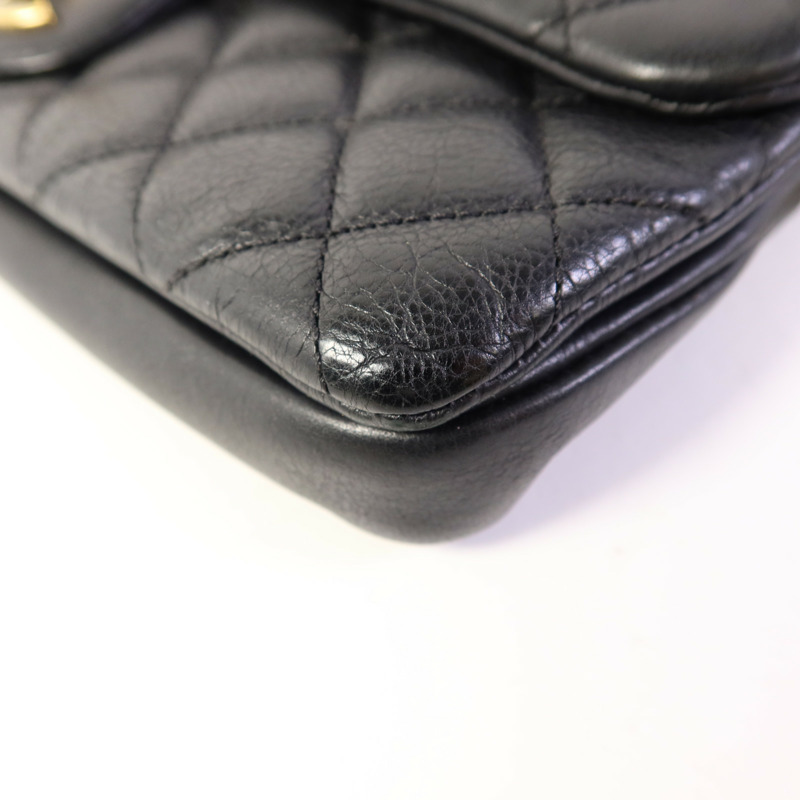 CHANEL 牛皮皮革Chain Shoulder Bag金扣鏈帶肩背袋-9