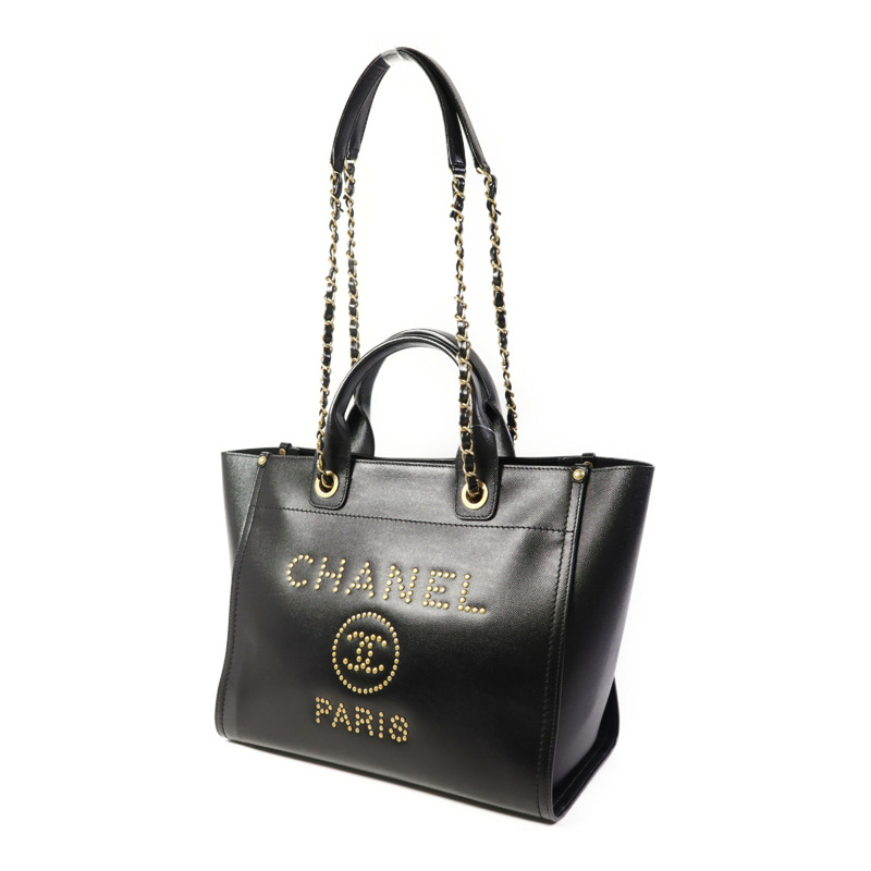 CHANEL 牛皮皮革Deauville金扣手挽肩背兩用袋-2
