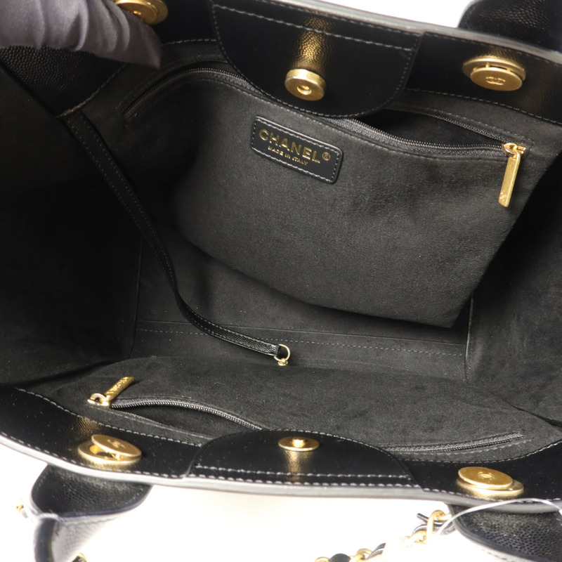 CHANEL 牛皮皮革Deauville金扣手挽肩背兩用袋-4