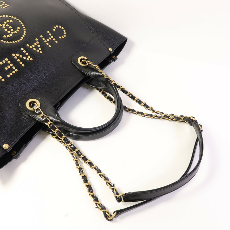 CHANEL 牛皮皮革Deauville金扣手挽肩背兩用袋-8