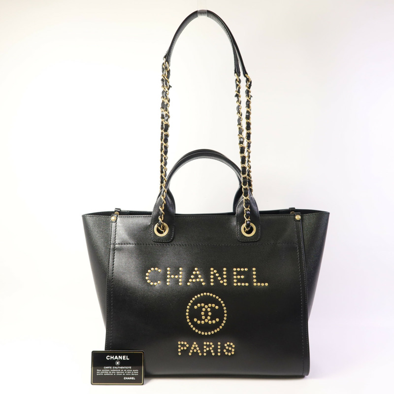 CHANEL 牛皮皮革Deauville金扣手挽肩背兩用袋-9