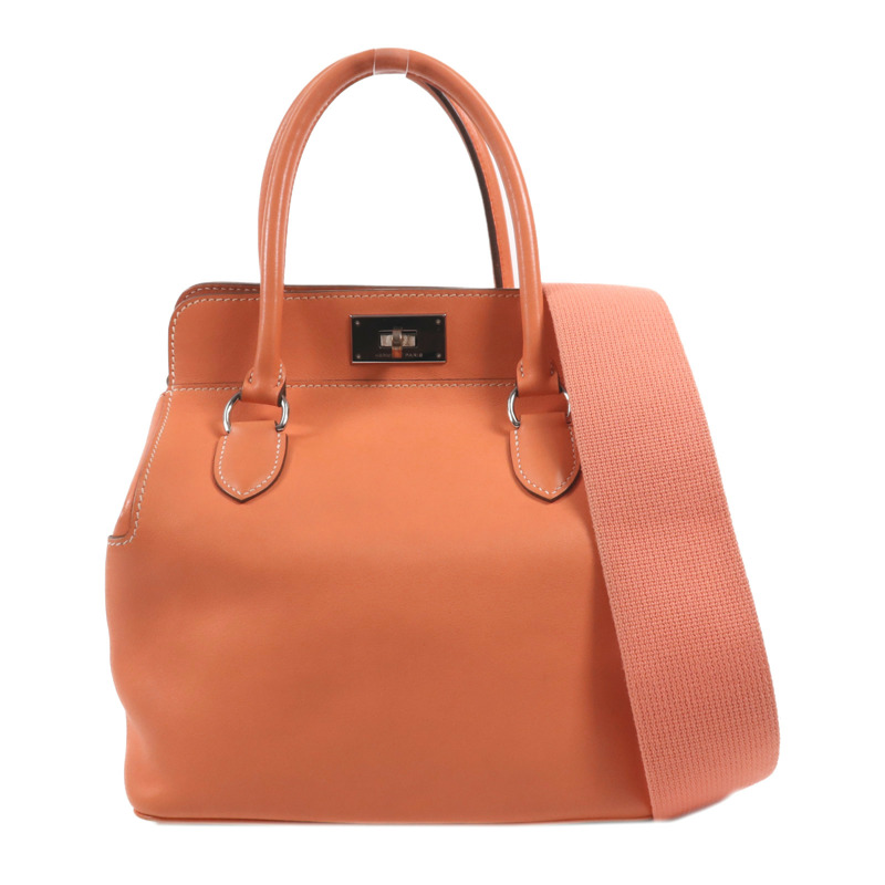 HERMES Swift皮革Toolbox 20銀扣手挽肩背兩用袋Crevette-0