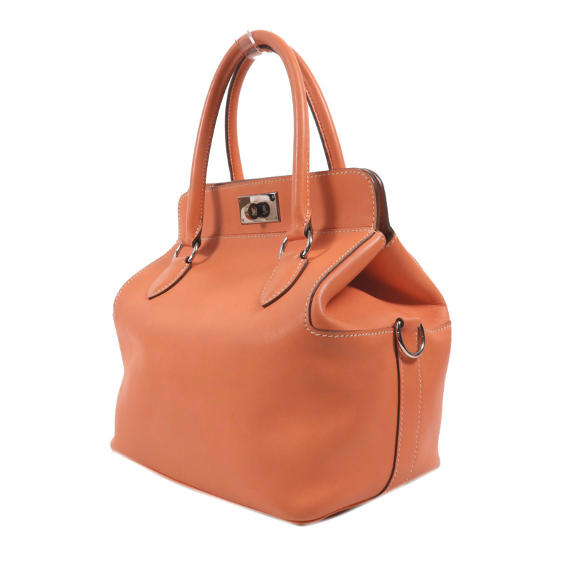 HERMES Swift皮革Toolbox 20銀扣手挽肩背兩用袋Crevette-2