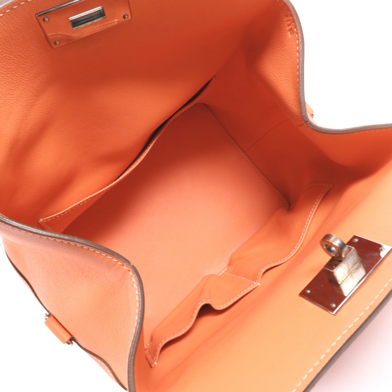 HERMES Swift皮革Toolbox 20銀扣手挽肩背兩用袋Crevette-4