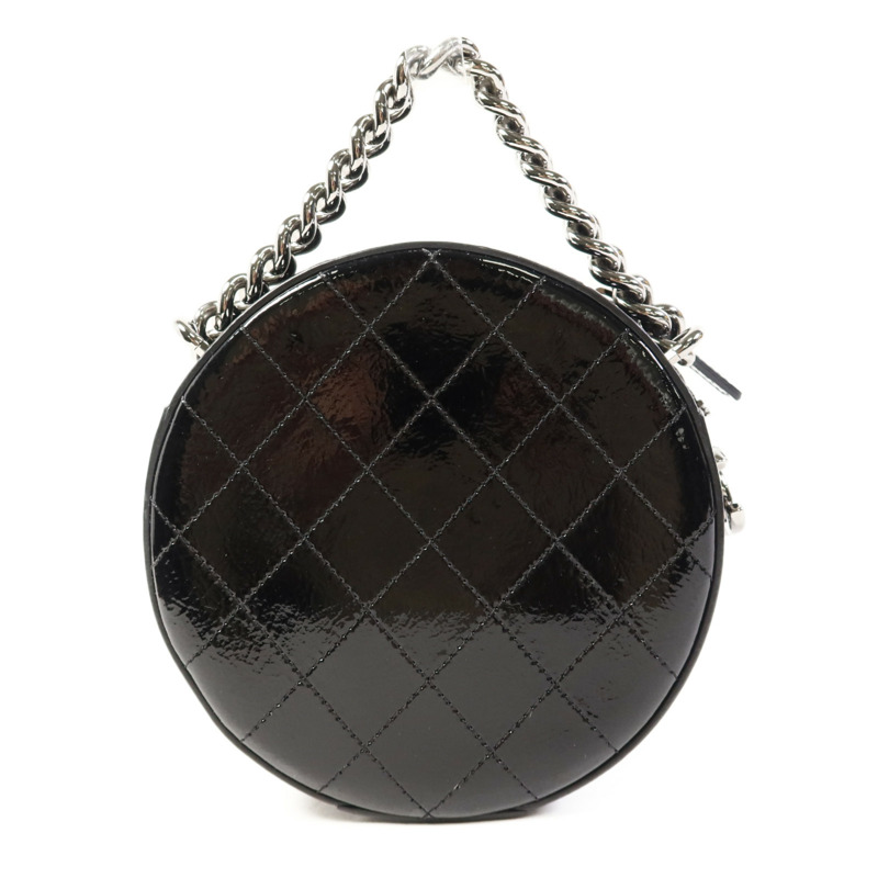 CHANEL 漆皮皮革Chain Shoulder Bag銀扣手挽肩背兩用袋-1