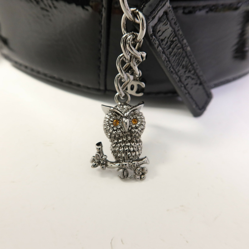 CHANEL 漆皮皮革Chain Shoulder Bag銀扣手挽肩背兩用袋-8