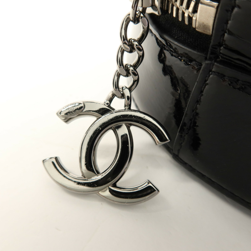 CHANEL 漆皮皮革Chain Shoulder Bag銀扣手挽肩背兩用袋-10