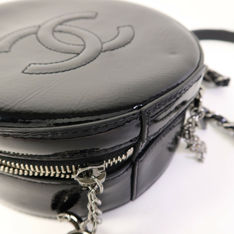 CHANEL 漆皮皮革Chain Shoulder Bag銀扣手挽肩背兩用袋-13