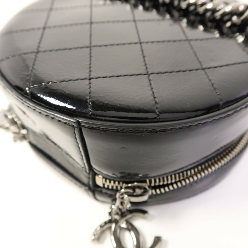 CHANEL 漆皮皮革Chain Shoulder Bag銀扣手挽肩背兩用袋-14