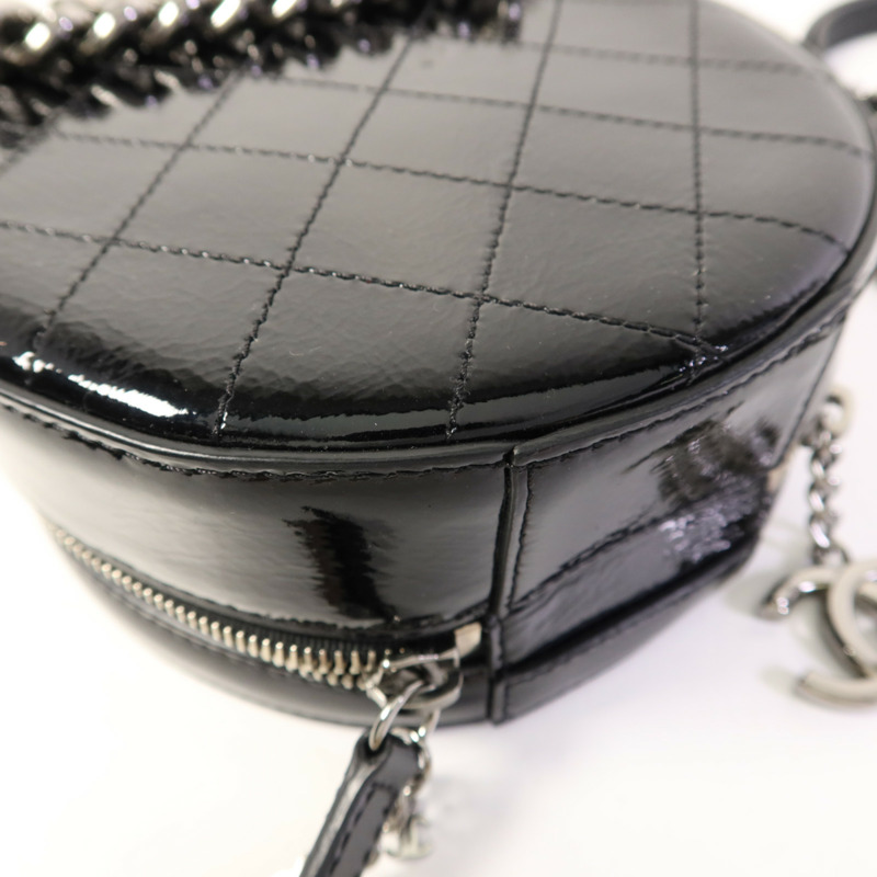 CHANEL 漆皮皮革Chain Shoulder Bag銀扣手挽肩背兩用袋-15