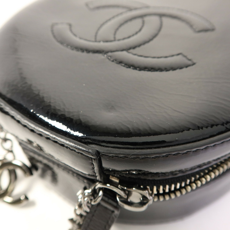 CHANEL 漆皮皮革Chain Shoulder Bag銀扣手挽肩背兩用袋-16