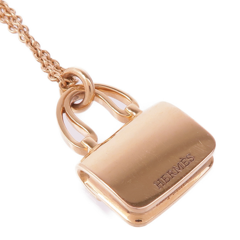 HERMES 18K玫瑰金Amulettes Constance鑽石項鍊-6