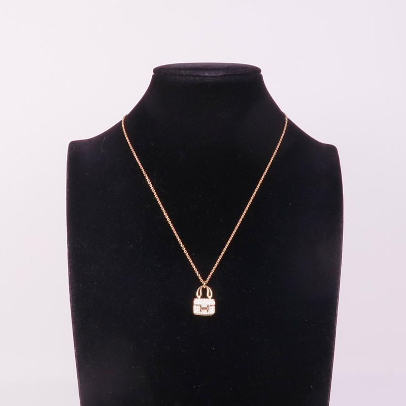 HERMES 18K玫瑰金Amulettes Constance鑽石項鍊-7