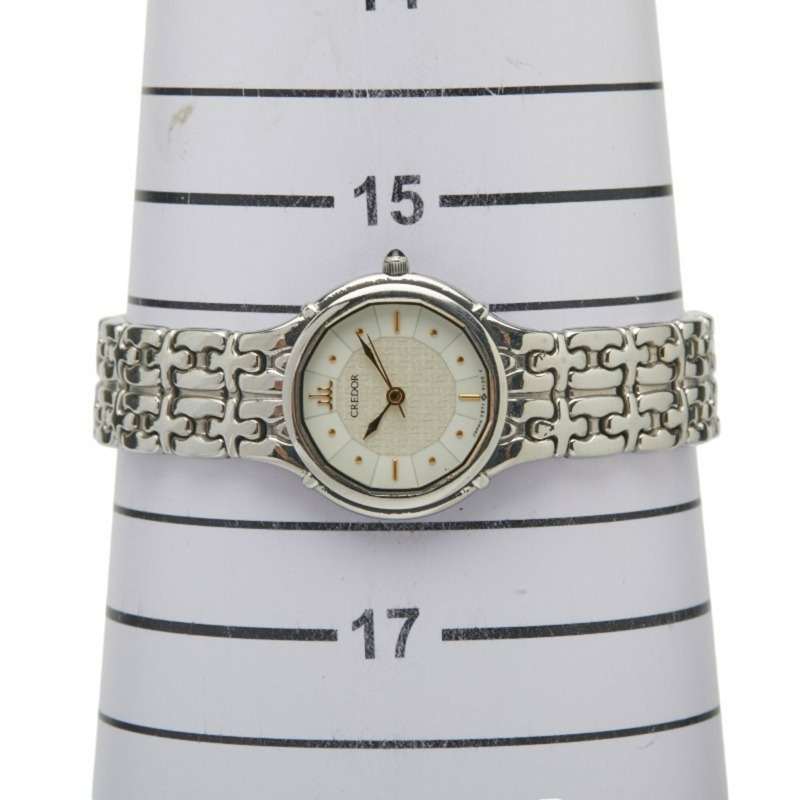 精工 Credor 手錶 7371-5030 石英 白色錶盤 不鏽鋼 女款 SEIKO-6