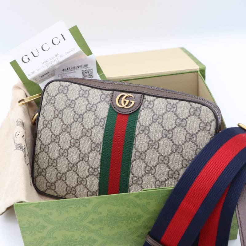 【CP 精選🌟小編推薦】Gucci 古馳 Ophidia GG Supreme 烏木色 編織背帶 手拿包 斜背包 相機包 （附手挽帶)-0