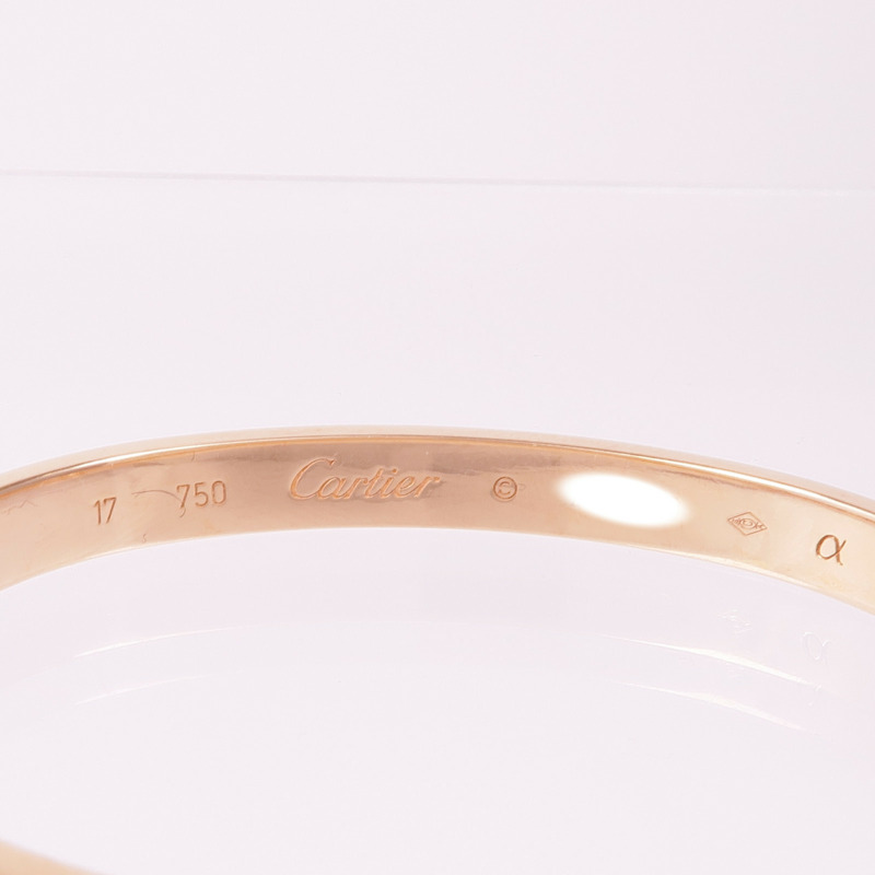 CARTIER 18K玫瑰金Love Bracelet手鐲Cartier#17-4