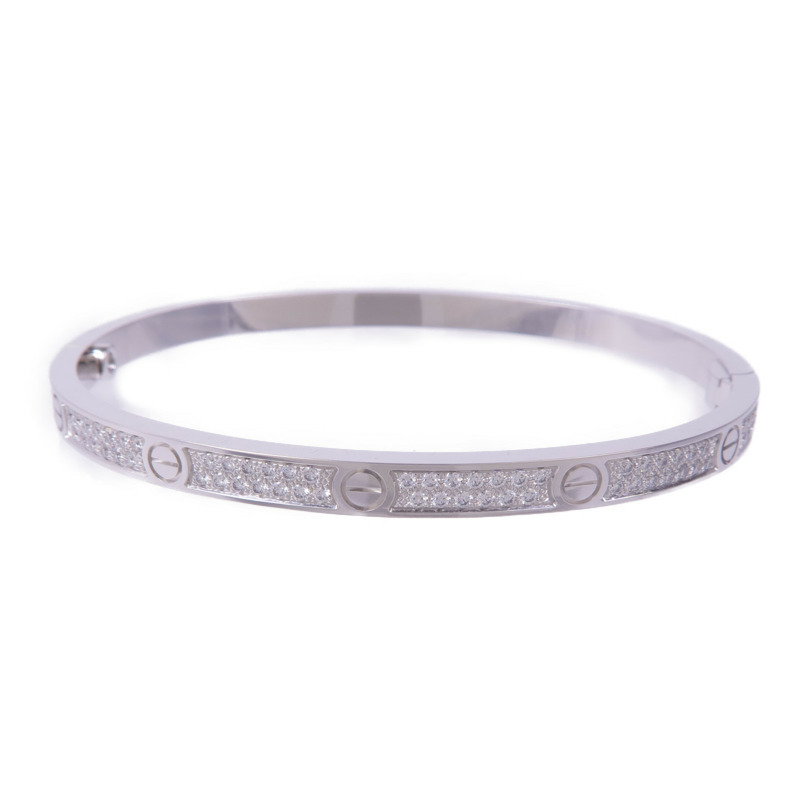 CARTIER 18K白金Love Bracelet Small Model Full DiamondsDiamond Bracelet鑽石手鐲Caritier#16-2