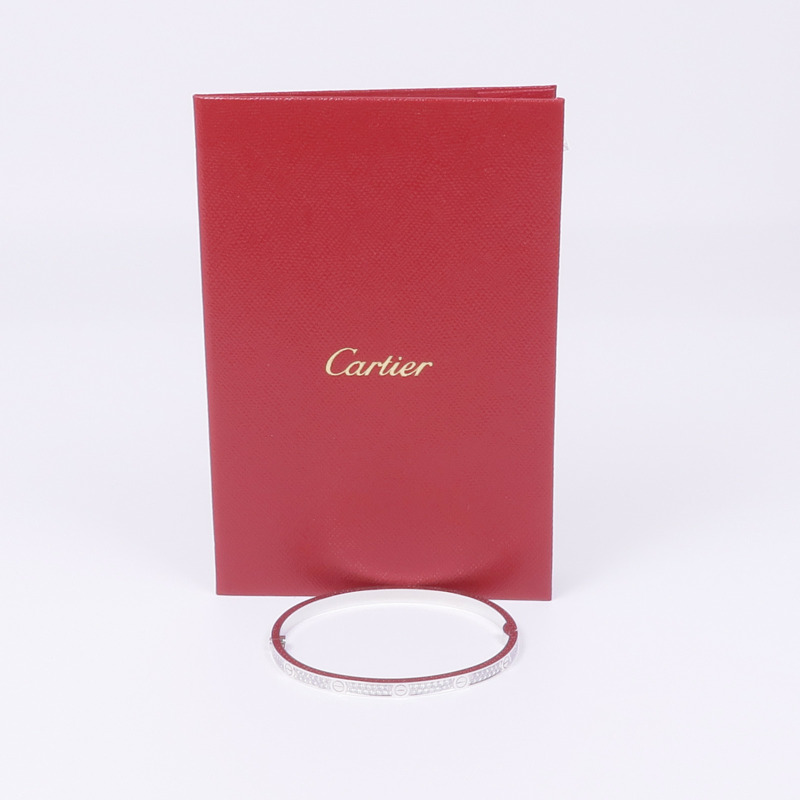 CARTIER 18K白金Love Bracelet Small Model Full DiamondsDiamond Bracelet鑽石手鐲Caritier#16-7