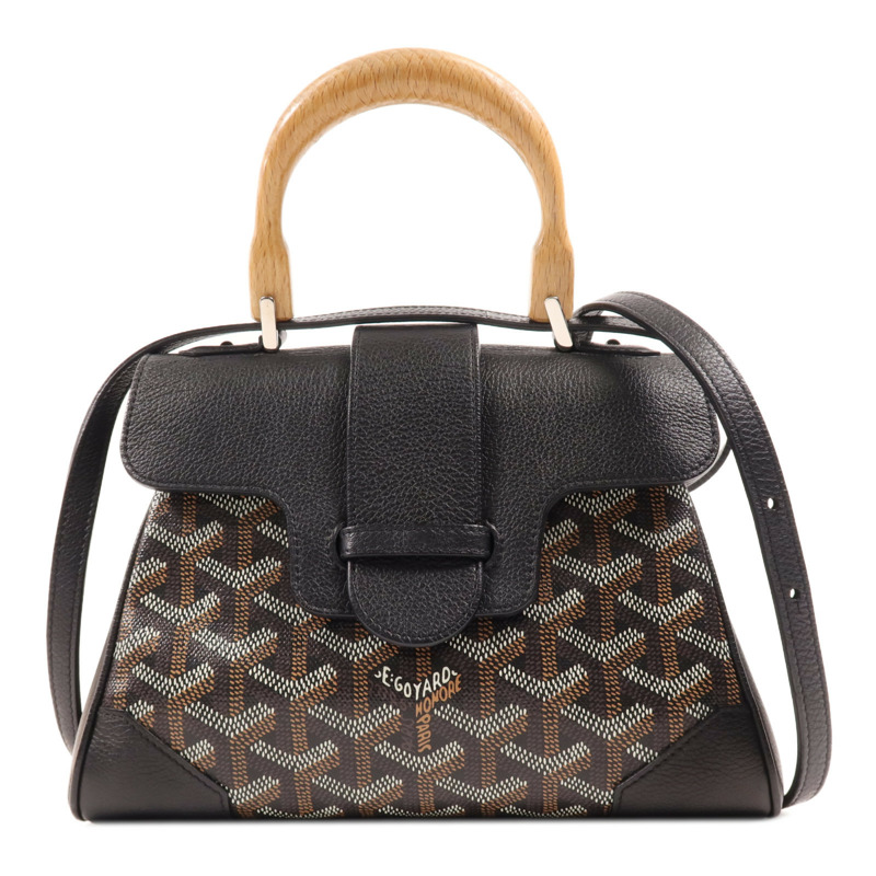 GOYARD 塗層帆布/牛皮皮革Saigon Mini銀扣手挽肩背兩用袋-0